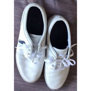 Polo Ralph Lauren Mens Faxon Low Cut White Sport Leather Shoe Size9.5 Used